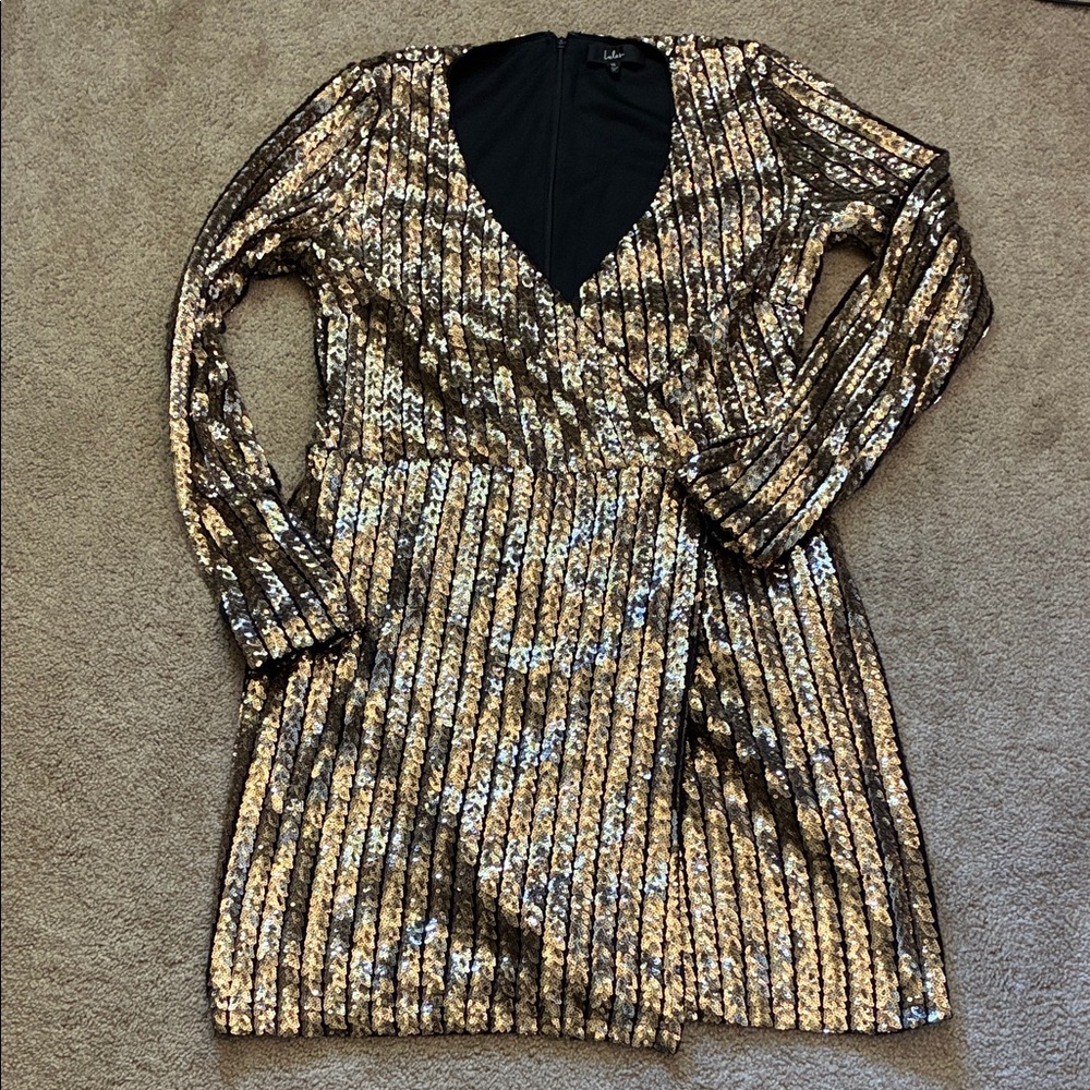 ✨ LULUS Drama Maker Gold & Silver Sequin Mini Dress - XL - Picture 1 of 7